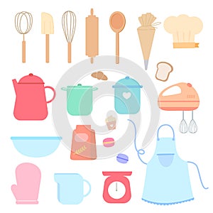 Cute Baking tools and ingredients.