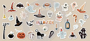 Halloween stickers collection with different seasonal elements