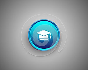 Icon of a mortarboard with an academic cap and an education message