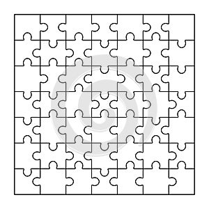 Jigsaw puzzle blank template of 49 pieces.