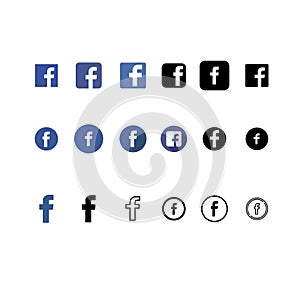 Different styled facebook logo icon vector