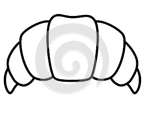 Croissant - baked product, bun - vector linear illustration for coloring, logo or sign. Croissant is a stuffed dough snack. Outlin photo