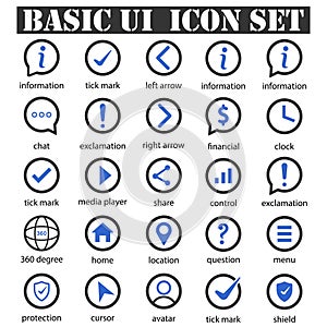 Basic ui icon set black and blue