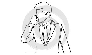 Continue line of man talking on phone