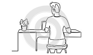 Continue line of freelancer working remotely from home