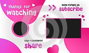 Beautiful pink end screen design with minimalist outro design photo