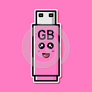 Cute flashdisk mascot vector design
