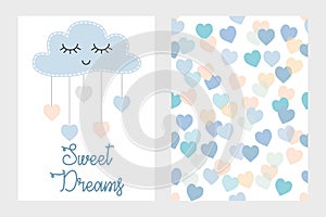 Cute Seamless Vector Patterns with White and Light Blush
