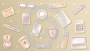 Sticker watercolor style for work glass mouse book laptop pen