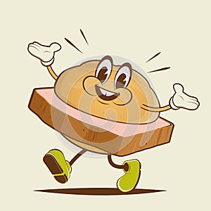 Funny cartoon illustration of German specialty food meatloaf called LeberkÃÂ¤se photo