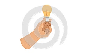 Vector illustration of hand holding light bulb