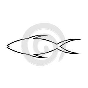 line art fish icon vector