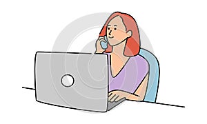 Woman telephone consultant in workplace