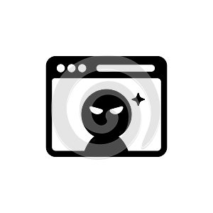 Hacked computer  web browser vector icon illustration