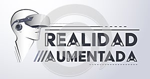 Realidad Aumentada, Augmented Reality spanish text Design Emblem vector. photo