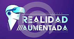 Realidad Aumentada, Augmented Reality spanish text Design Emblem vector. photo