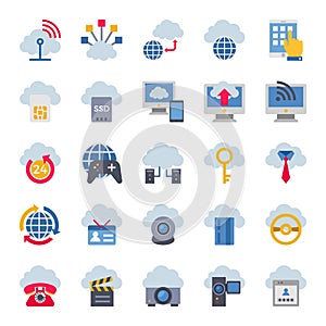 Flat color icons for cloud computing.