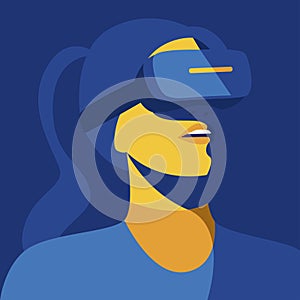 Profile picture woman using virtual reality headset.