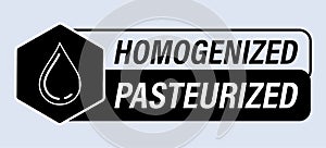 `homogenised and pasteurised` vector icon