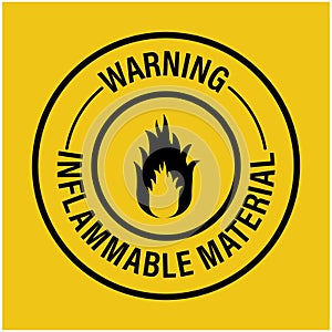 Warning, inflammable material vector icon. photo