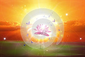 Spiritual energy healing power, symbolic spiritual release, connection, conscience awakening, meditation, expansion