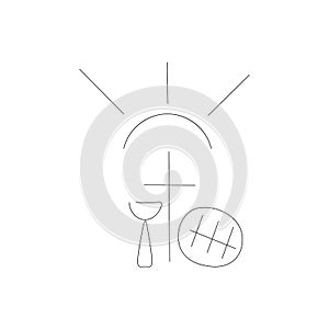 Sign of holy communion bread and wine drawing, vector illustration