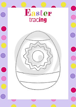 Easter egg tracing worksheet for kids handwriting practice.