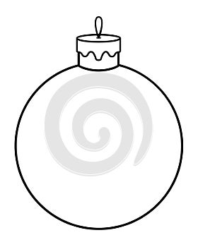 Christmas ball, Christmas toy - vector linear picture for coloring book, logo or pictogram. Outline. Element for Christmas colorin photo