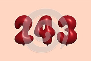 Red Helium Balloon 3D Number 243