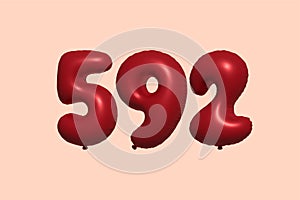 Red Helium Balloon 3D Number 592