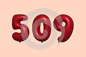 Red Helium Balloon 3D Number 509