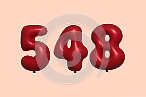 Red Helium Balloon 3D Number 548