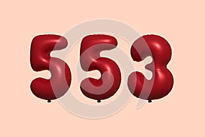 Red Helium Balloon 3D Number 553