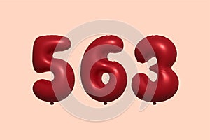 Red Helium Balloon 3D Number 563