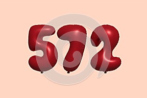 Red Helium Balloon 3D Number 572
