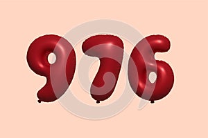 Red Helium Balloon 3D Number 976