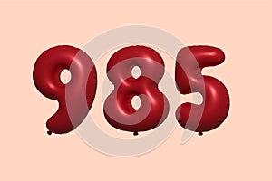 Red Helium Balloon 3D Number 985