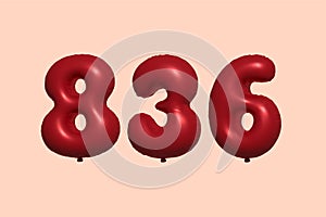Red Helium Balloon 3D Number 836