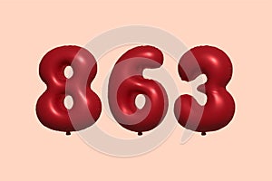 Red Helium Balloon 3D Number 863