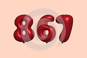 Red Helium Balloon 3D Number 867