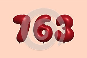 Red Helium Balloon 3D Number 763