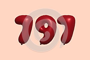 Red Helium Balloon 3D Number 797