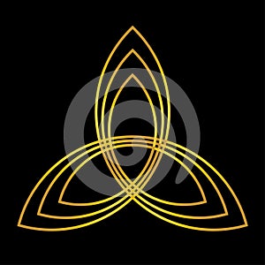 Holy Trinity, Triquetra symbol,Trinity or trefoil knot, Celtic symbol of Eternity. photo