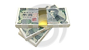 Japanese yen currency 3d rendering