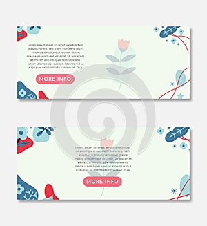 Tropical Background with Flowers Decoration Banner Set Design Template