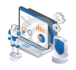 Robot data analyst concept illustration