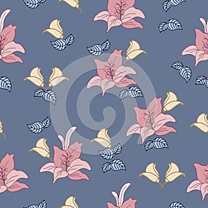 Modern batik. floral background. wallpaper, wrapping paper, fashion printing, fabric, textile, backdrop. hand drawn vector. seamle