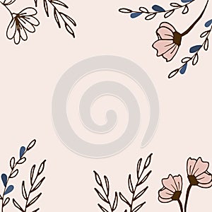 Nature vintage floral pattern. hand drawn vector. flower frame, border. simple and elegant. flower and leaf illustration. doodle a