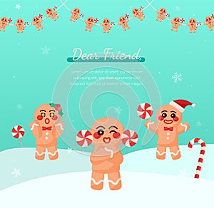 Gingerbread man template. Christmas character icon vector. Holiday winter celebration symbols flat layer design