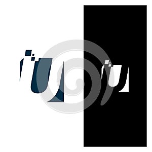 Lettering modern U technology logo